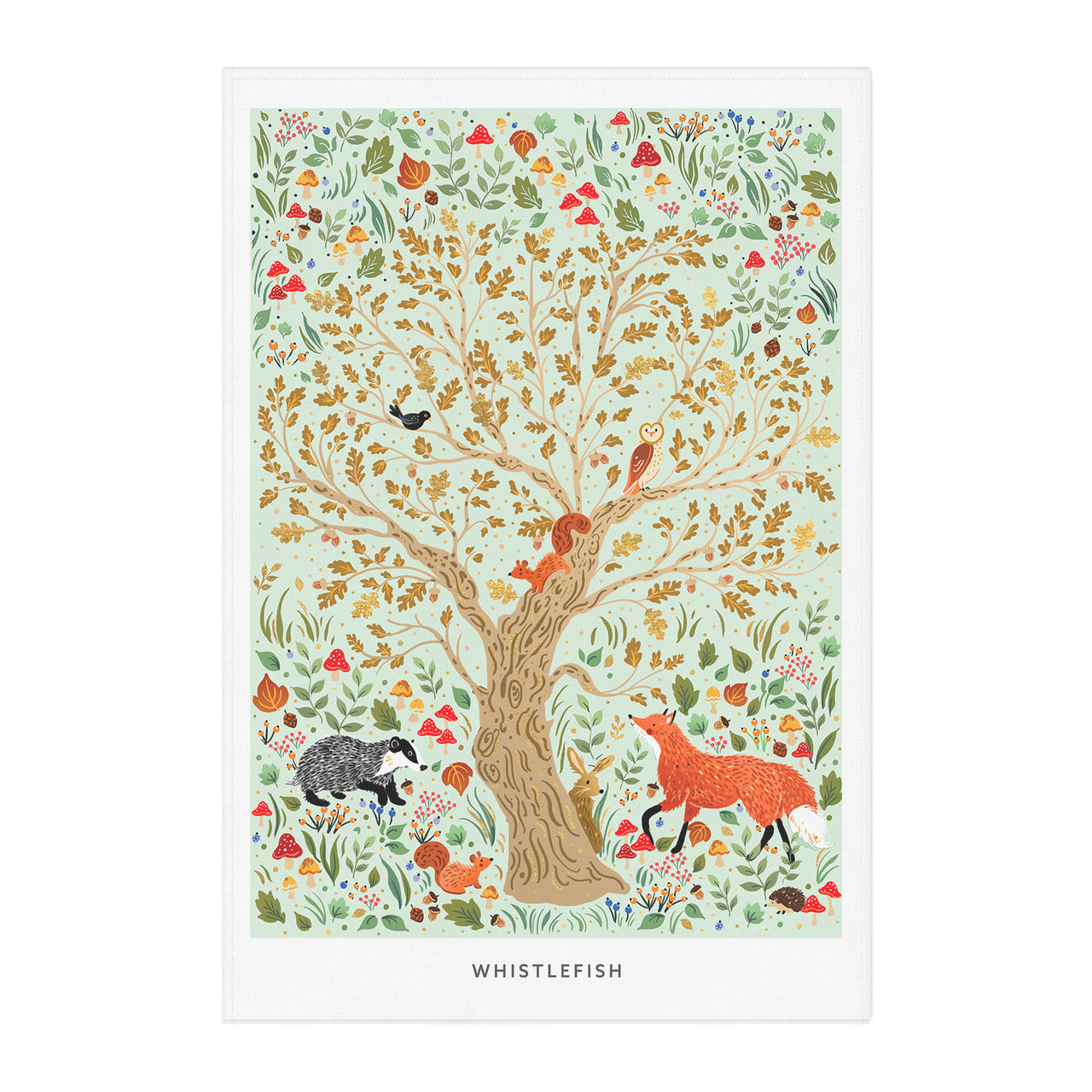 Tea Towel-WTT303 - Autumn Animals Tea Towel-Whistlefish