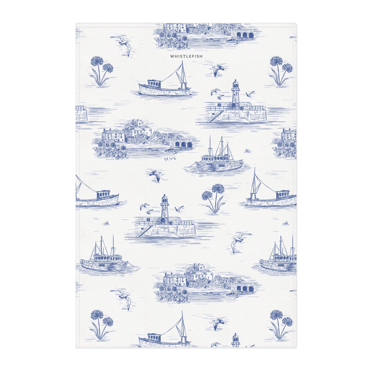 Tea Towel-WTT309 - St Ives Toile Tea Towel-Whistlefish