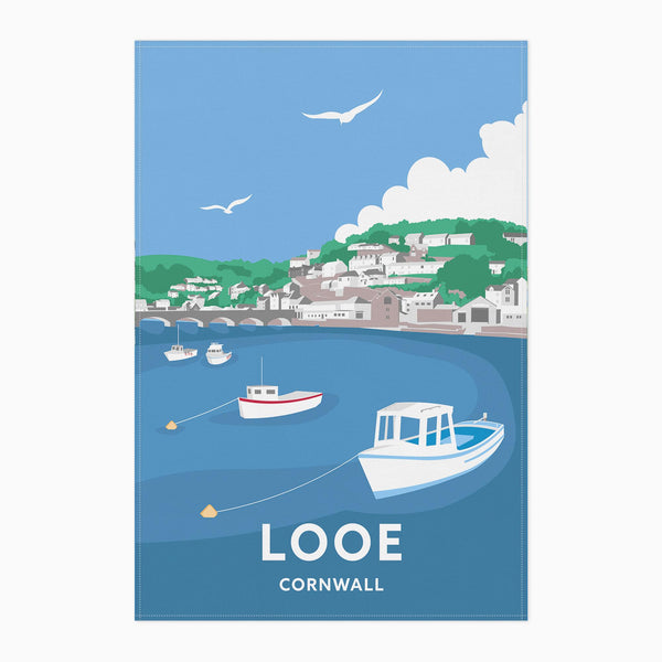 Tea Towel-WTT77 - Looe Cornwall Tea Towel-Whistlefish
