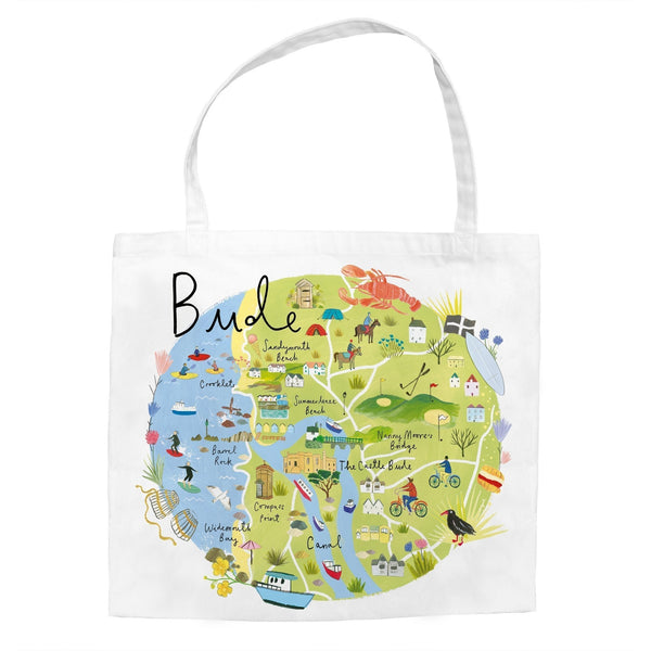 Tote Bag-CR08TB - Bude Map Tote Bag-Clair Rossiter
