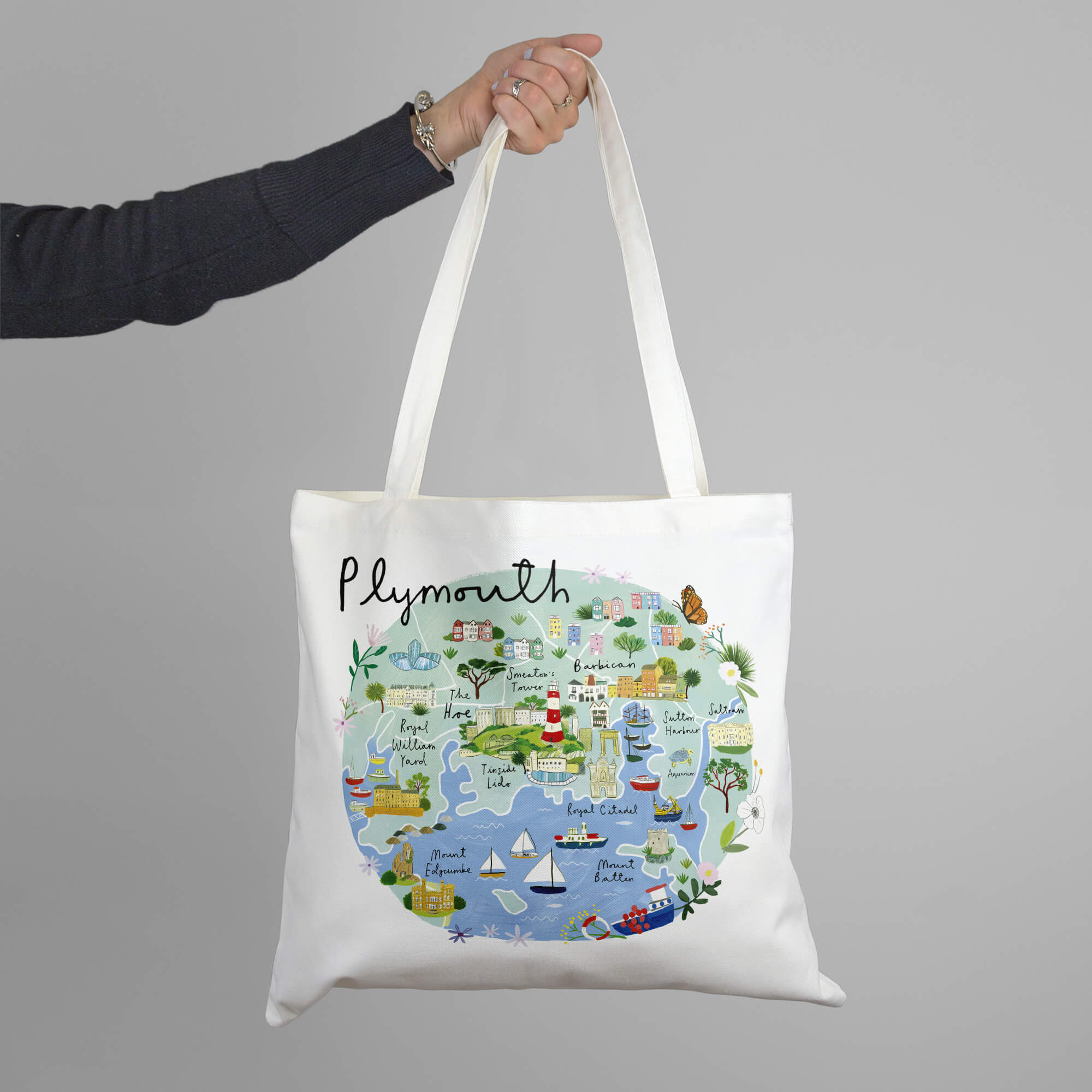 Tote Bag - CR12TB - Plymouth Map Tote Bag - Plymouth Map Tote Bag - Whistlefish