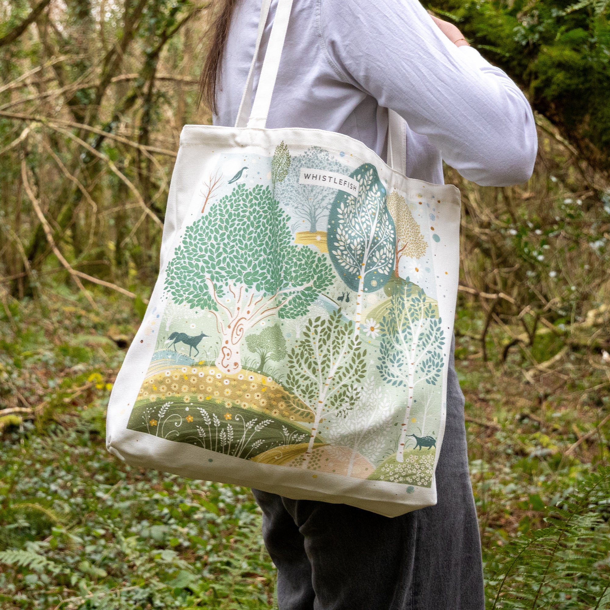 Tote Bag-CR2502TB - Celtic Rainforest Trees Tote Bag-Whistlefish