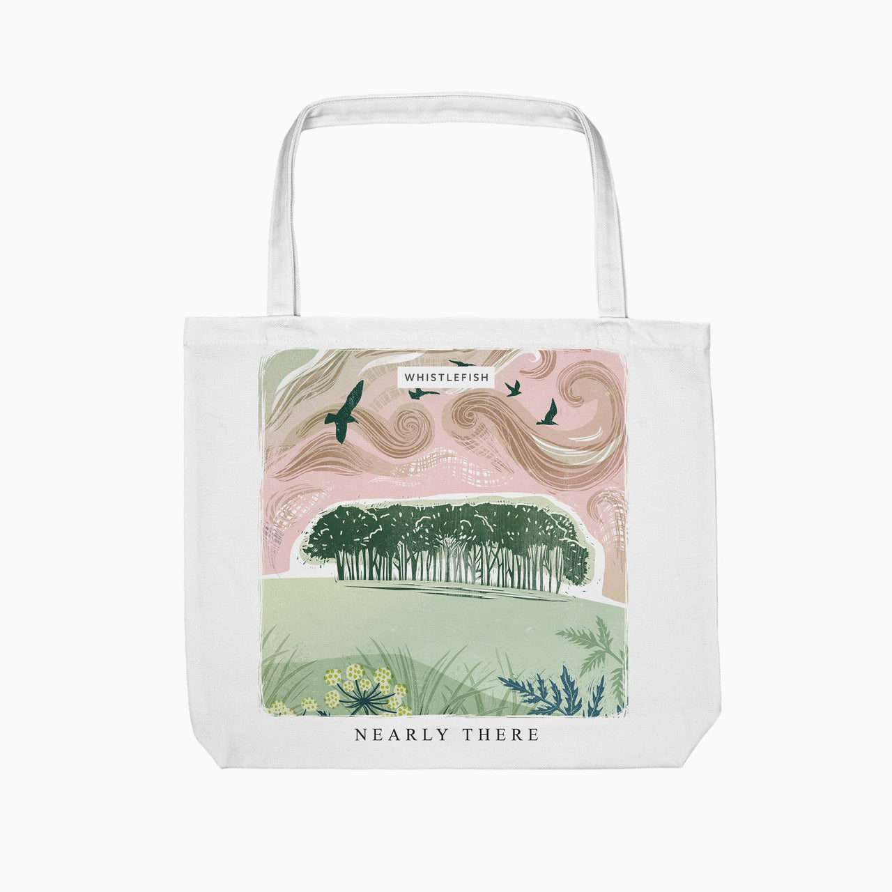 Tote Bag-WTB63 - Nearly There Trees Cornish Lino Tote Bag-Whistlefish