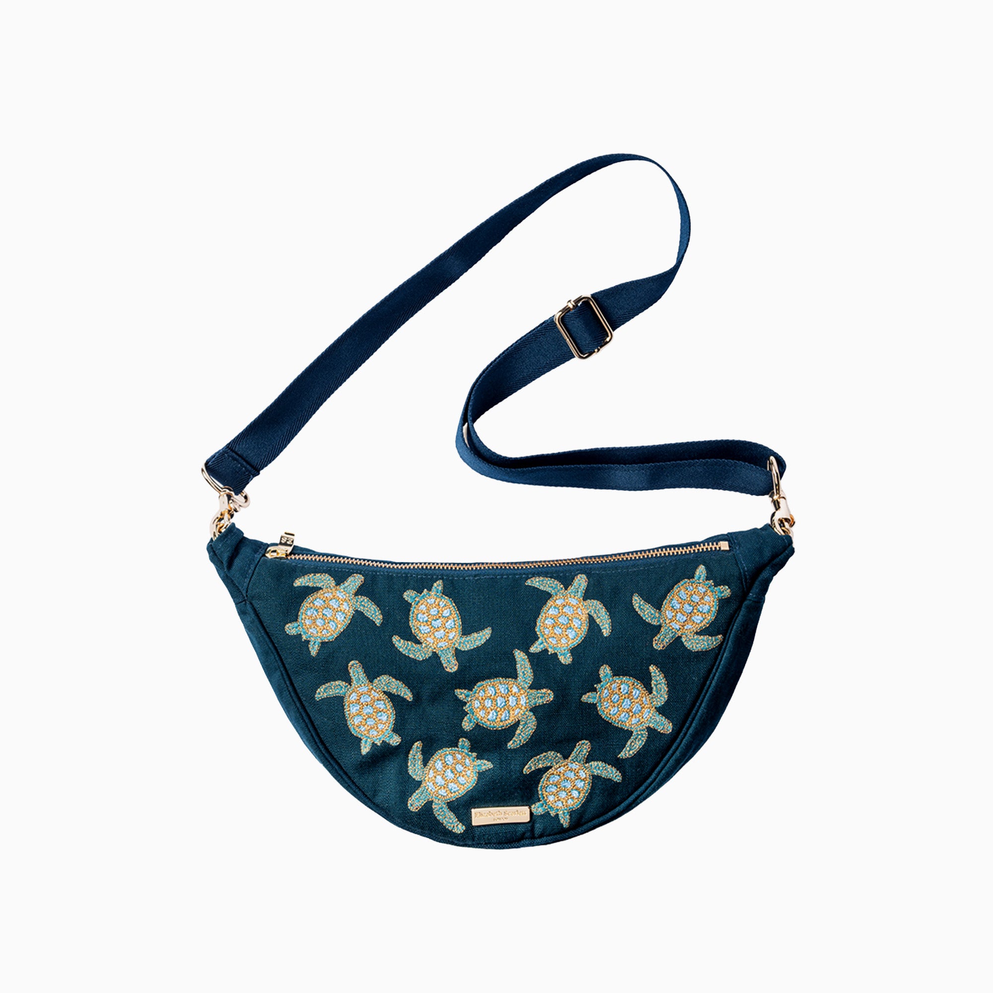 Crossbody Sling Bag-14827 - Turtle Velvet Crossbody Bag-Elizabeth Scarlett