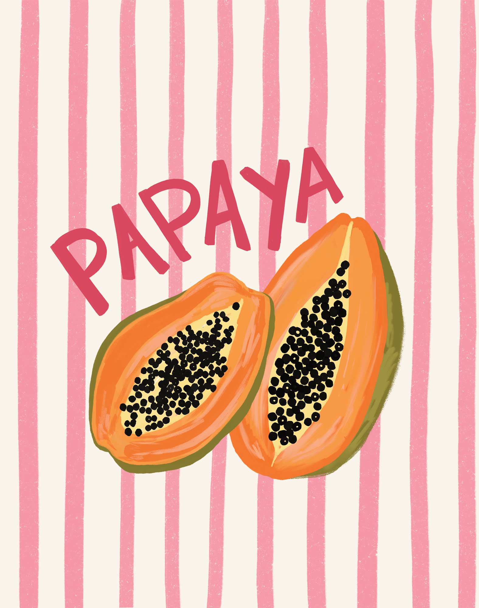 WF1419F - Pink Striped Papaya Framed Print