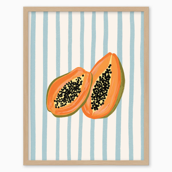 WF1421F - Blue Striped Papaya Framed Print