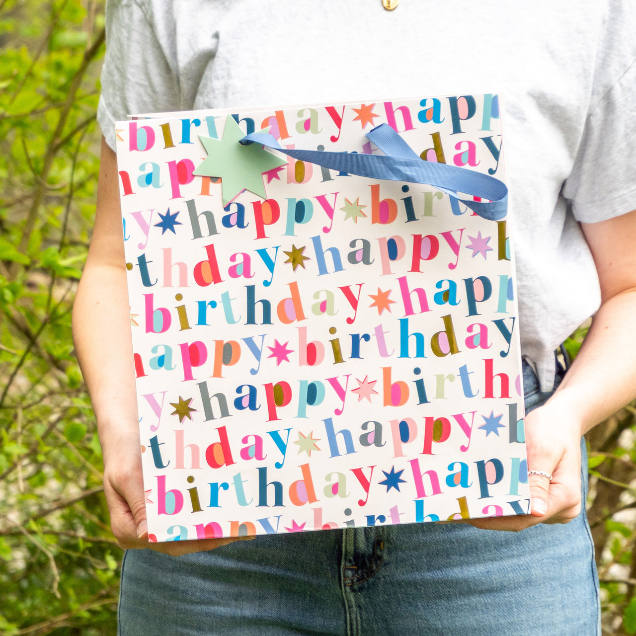 Gift Bag-WGB15LB - Bold White Birthday Large Gift Bag-Whistlefish
