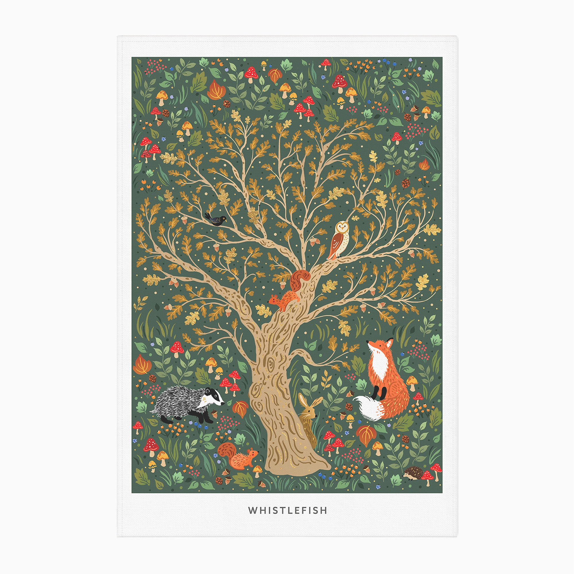 Tea Towel-WTT303 - Autumn Animals Tea Towel-Whistlefish