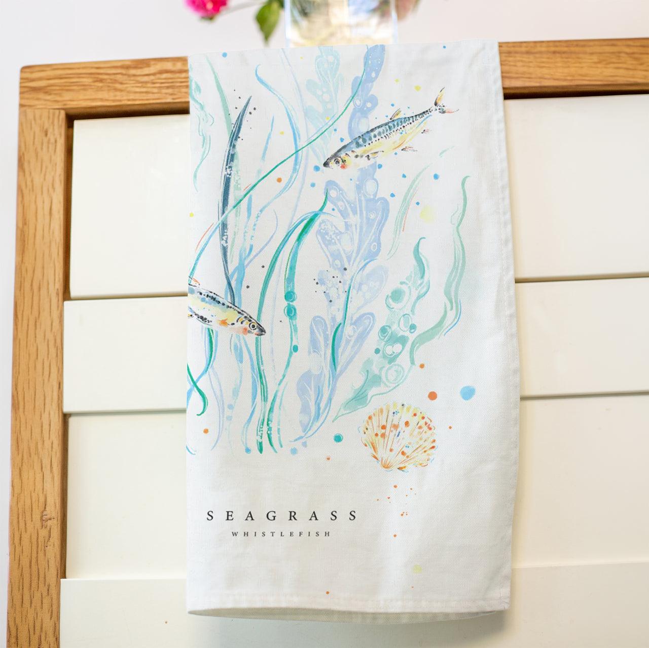 Tea Towel-WTT336 - Seagrass Swimming Tea Towel-Whistlefish