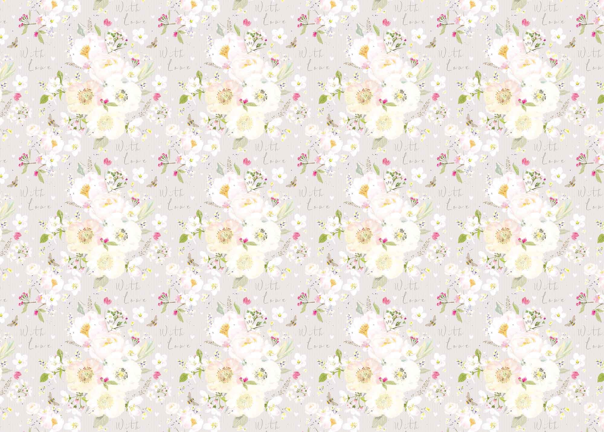 Wrapping Paper - GWP08 - Wedding Flowers Cream Wrapping Paper - Wedding Flowers Cream Wrapping Paper - Whistlefish