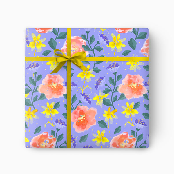 Wrapping Paper-GWP100 - Lilac Floral Wrapping Paper-Whistlefish