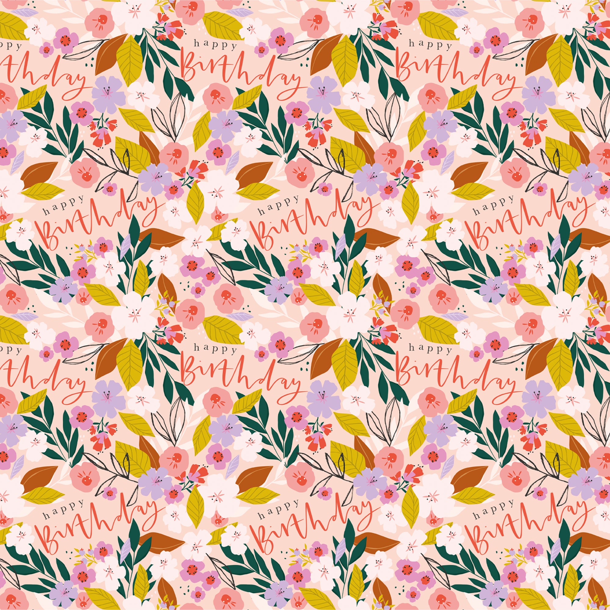 Wrapping Paper-GWP103 - Birthday Floral Wrapping Paper-Whistlefish