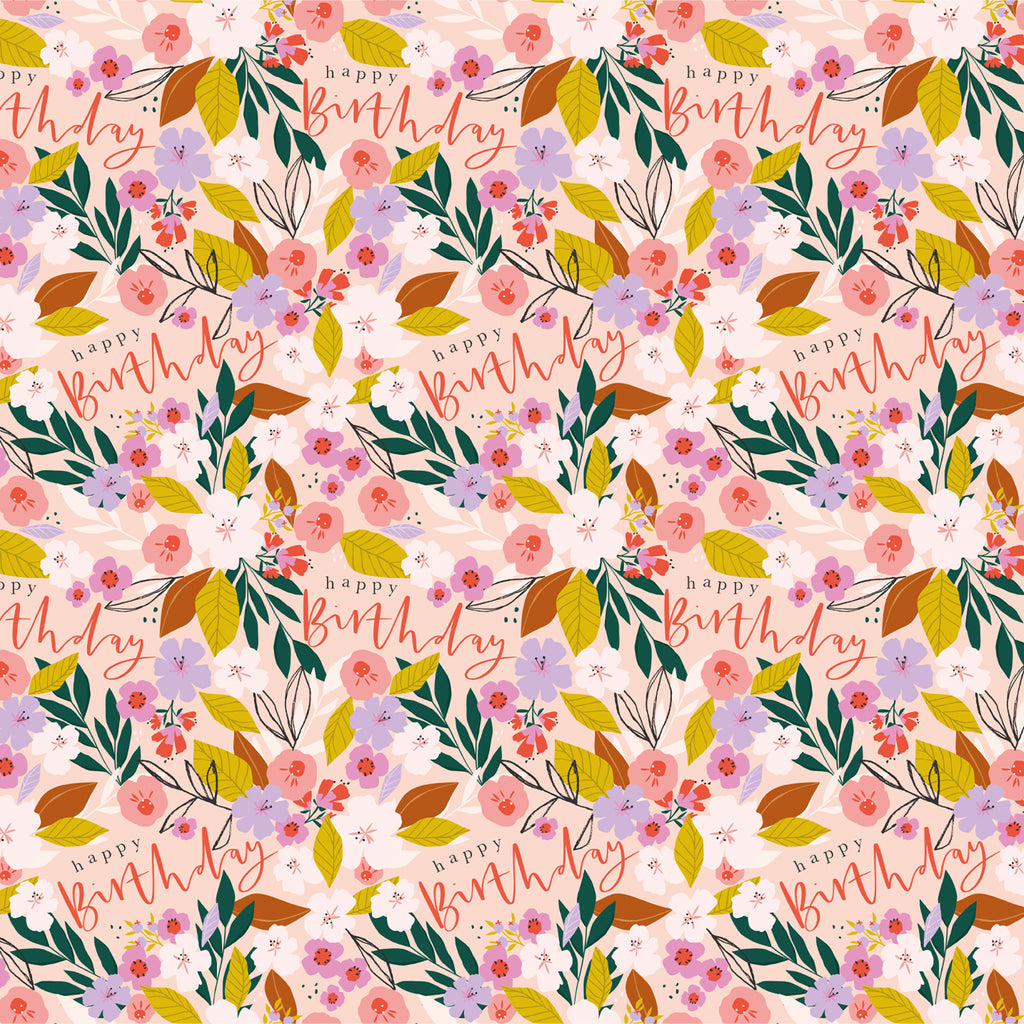 Wrapping Paper-GWP103 - Birthday Floral Wrapping Paper-Whistlefish