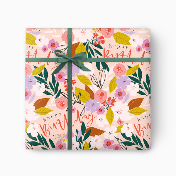 Wrapping Paper-GWP103 - Birthday Floral Wrapping Paper-Whistlefish