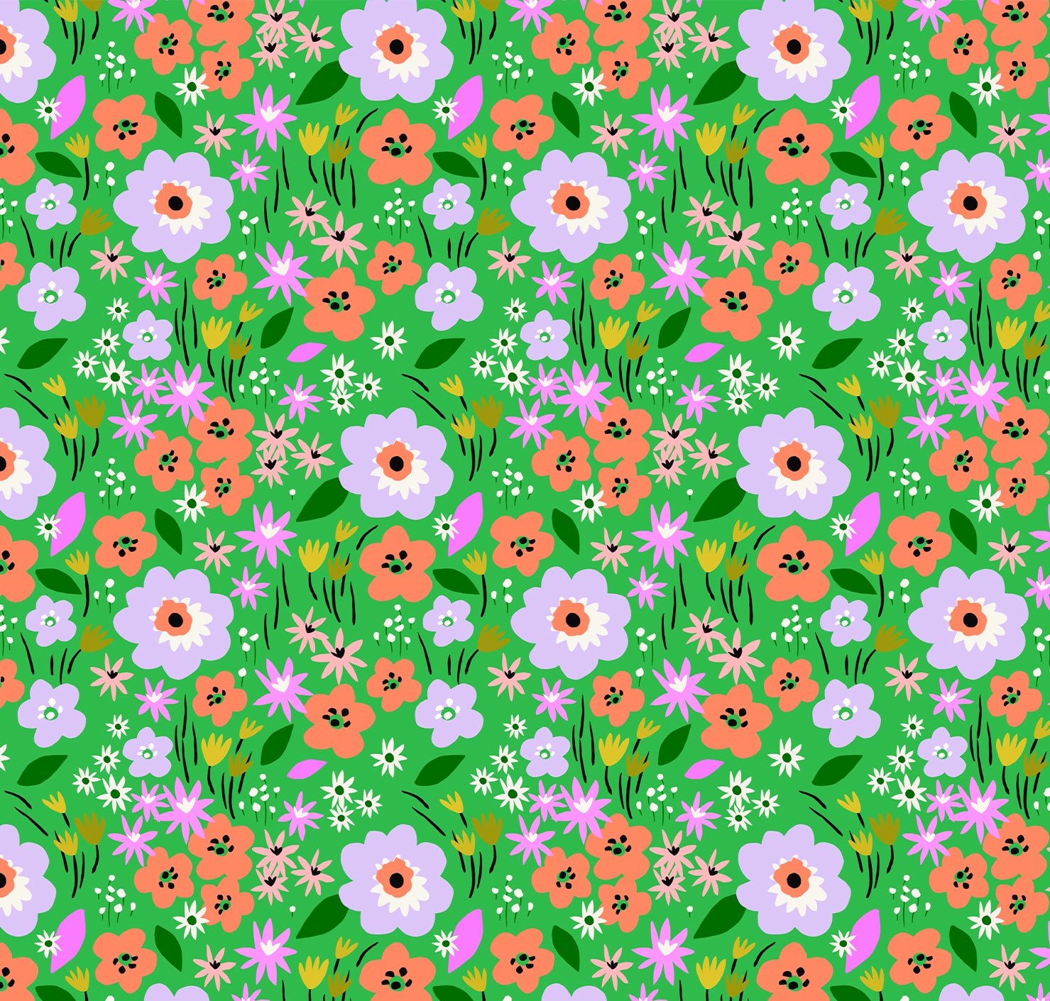 Wrapping Paper-GWP105 - Bright Green floral Wrapping Paper-Whistlefish
