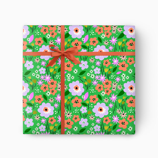 Wrapping Paper-GWP105 - Bright Green floral Wrapping Paper-Whistlefish