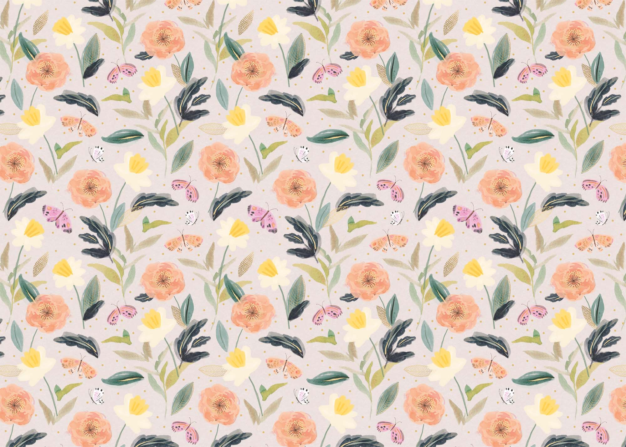Wrapping Paper - GWP19 - Butterfly Floral Wrapping Paper - Butterfly Floral Wrapping Paper - Whistlefish