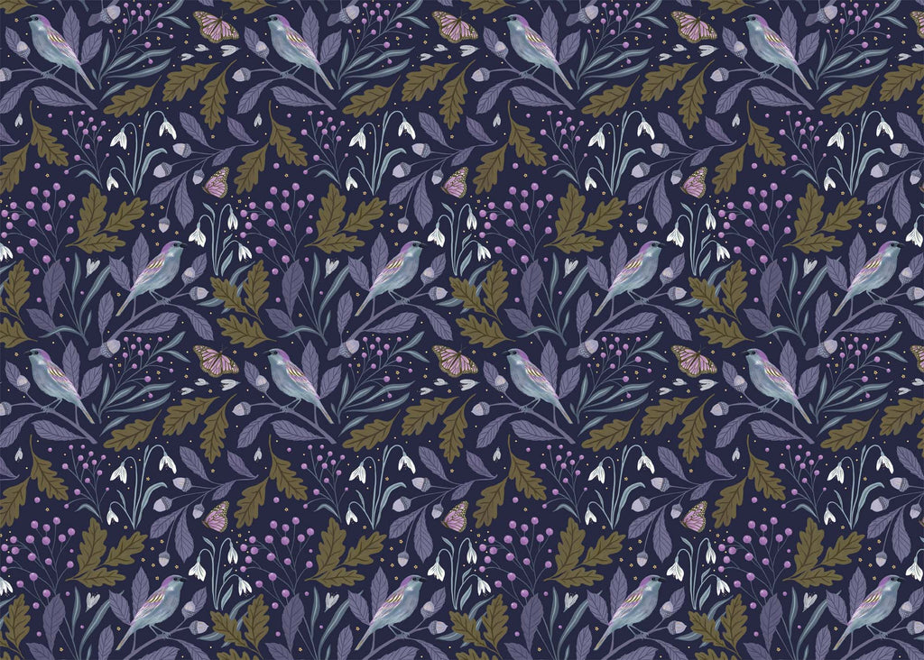 Wrapping Paper - GWP21 - Kelmscott Purple Bird Wrapping Paper - Kelmscott Purple Bird Wrapping Paper - Whistlefish