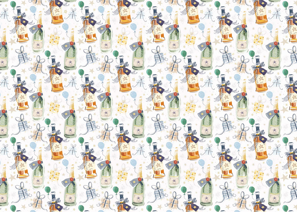 Wrapping Paper - GWP27 - Raise a Glass Wrapping Paper - Male Bottles Wrapping Paper - Whistlefish