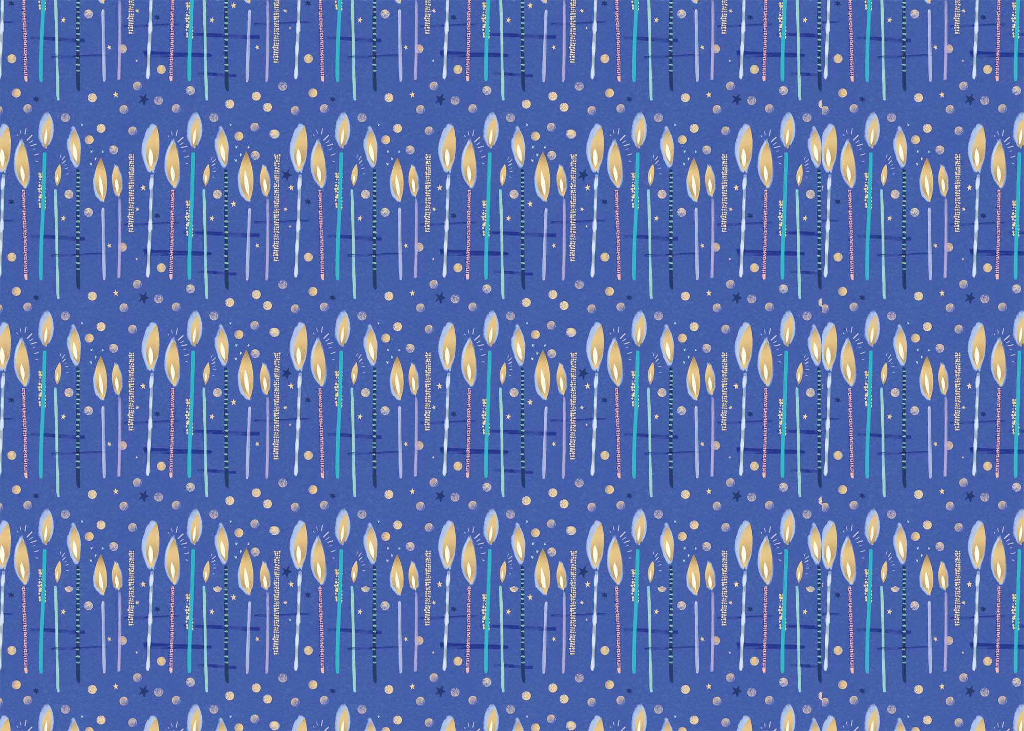 Wrapping Paper - GWP33 - Blue Candles Wrapping Paper - Blue Candles Wrapping Paper - Whistlefish