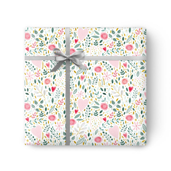 Wrapping Paper - GWP60 - Floral Hearts Wrapping Paper - Floral Hearts Wrapping Paper - Whistlefish