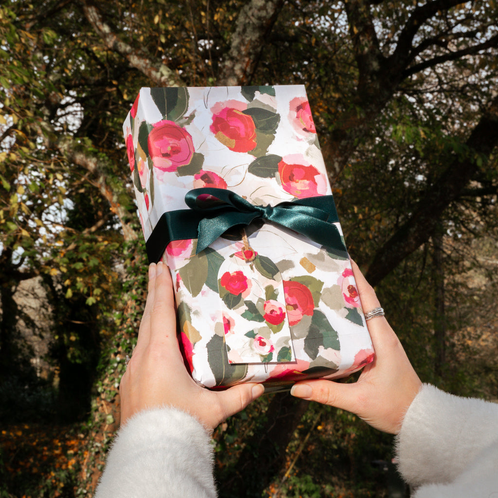 Wrapping Paper - GWP78 - Light Winter Camellia Wrapping Paper - Winter Camellia Light Wrapping Paper - Whistlefish