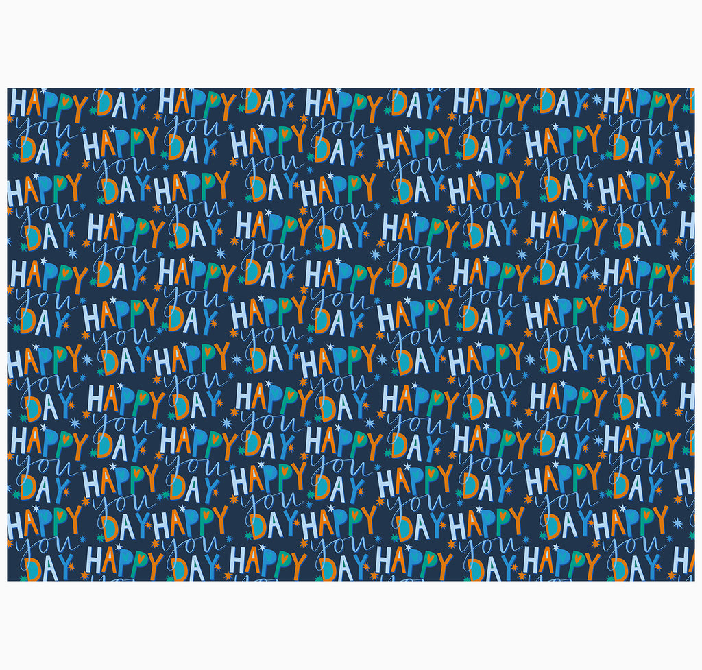 Wrapping Paper-GWP95 - Happy You Day Navy Wrapping Paper-Whistlefish