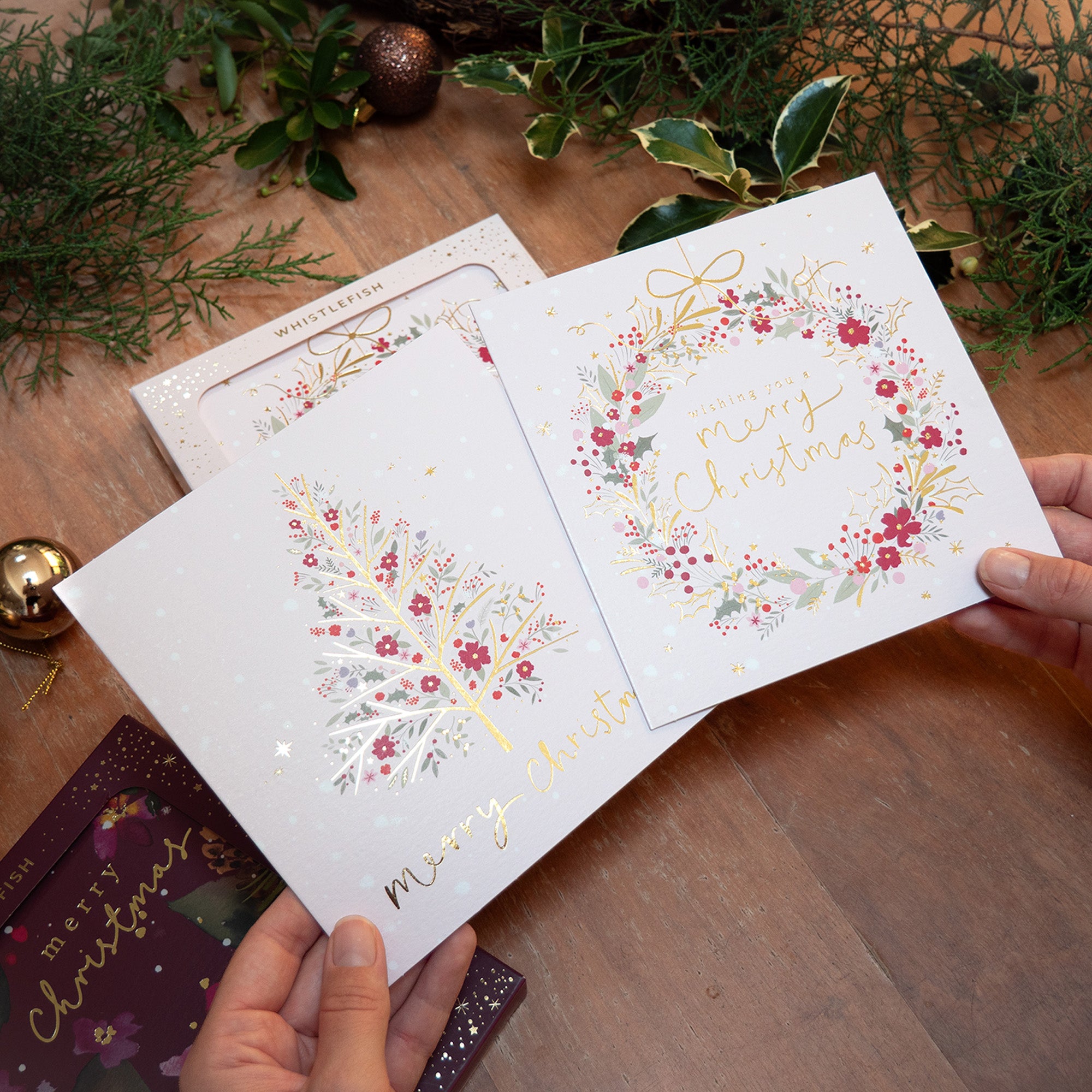 Christmas Card Pack-XPK26-001 - Blush Floral Christmas Card Pack-Whistlefish