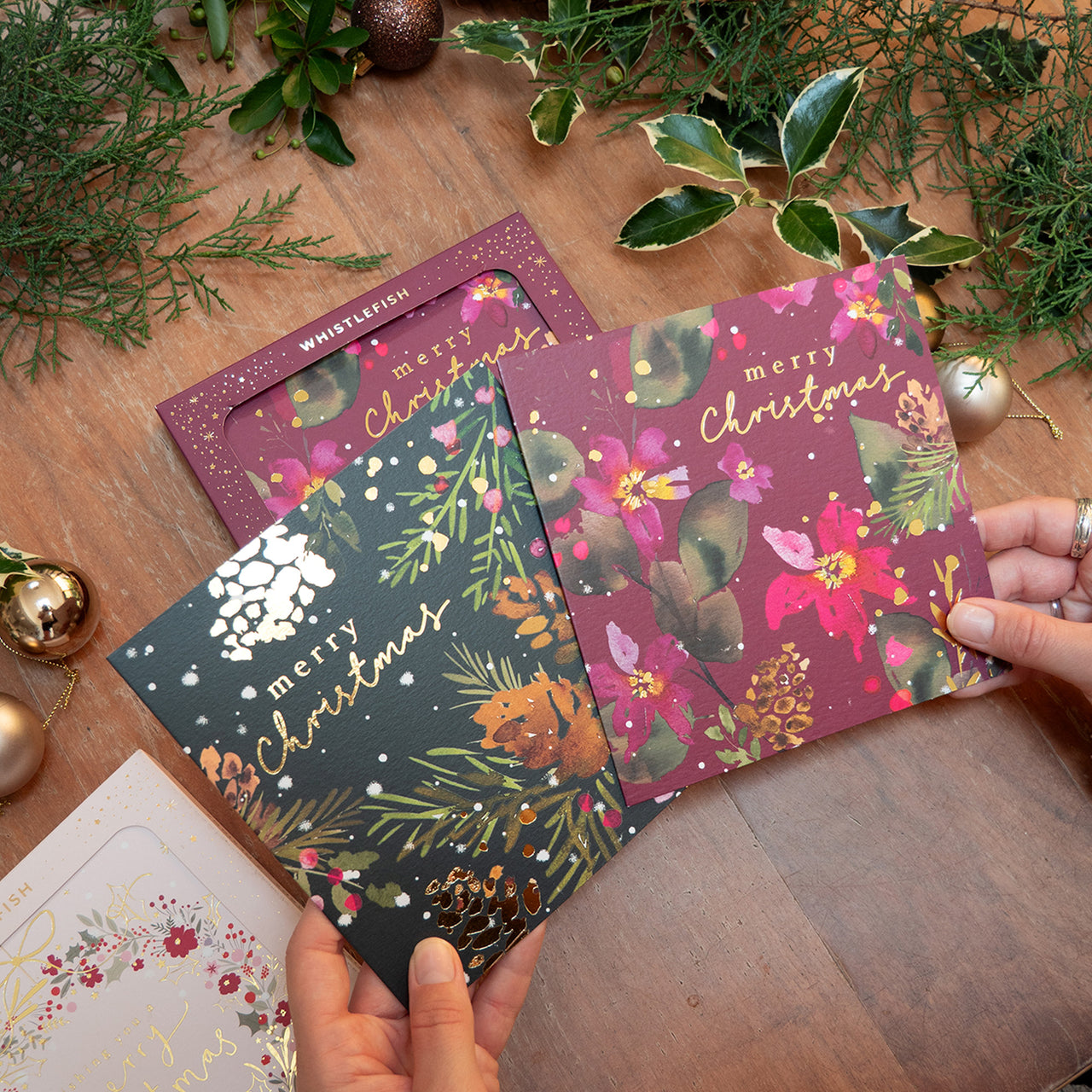 Christmas Card Pack-XPK26-002 - Deep Winter Floral Christmas Card Pack-Whistlefish