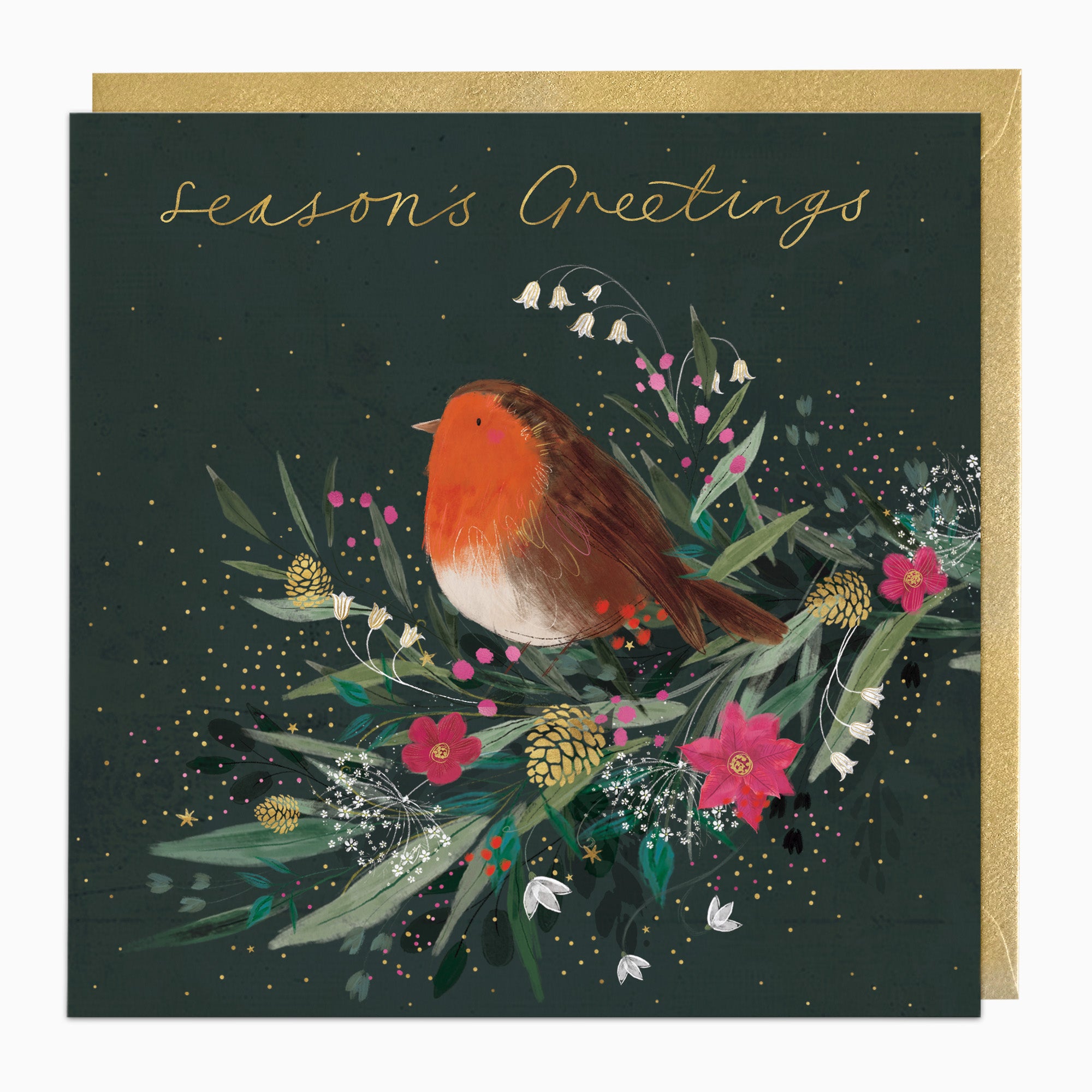 ZA098 - Robin and Winter Foliage Christmas Card