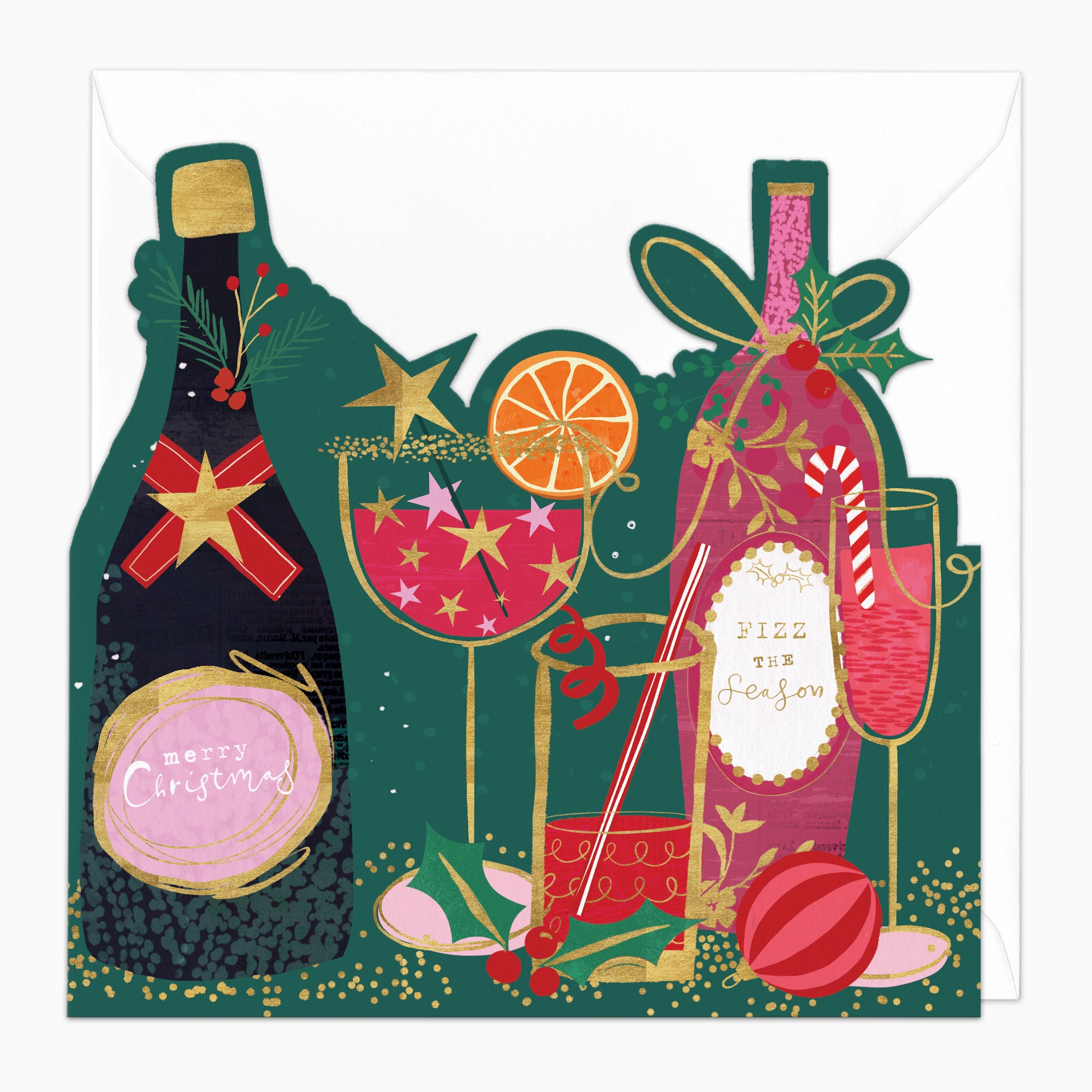 ZA142 - Cut Out Cheers Green Christmas Card