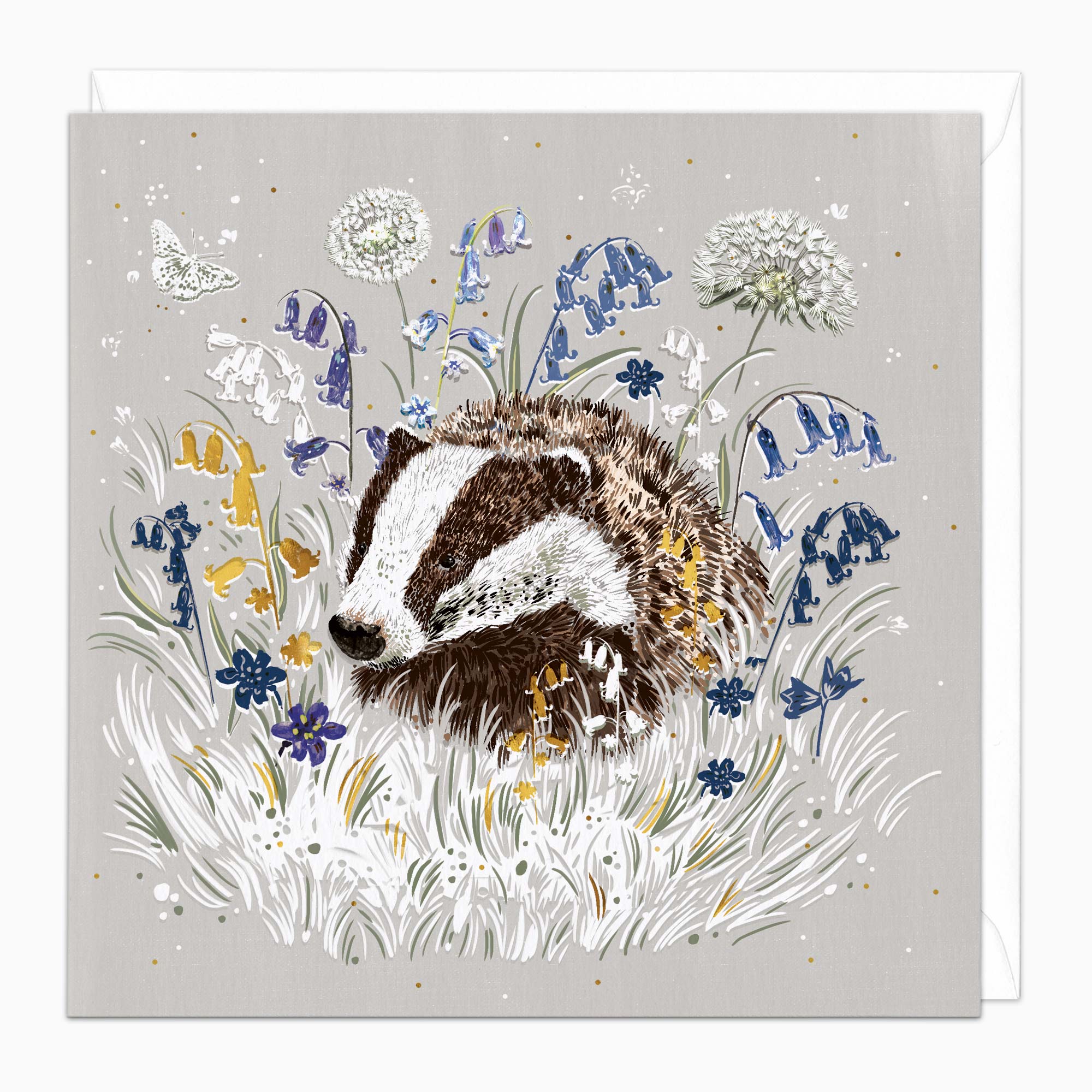 Greeting Card-H130 - Badger in the Hedgerow Art Card-Whistlefish