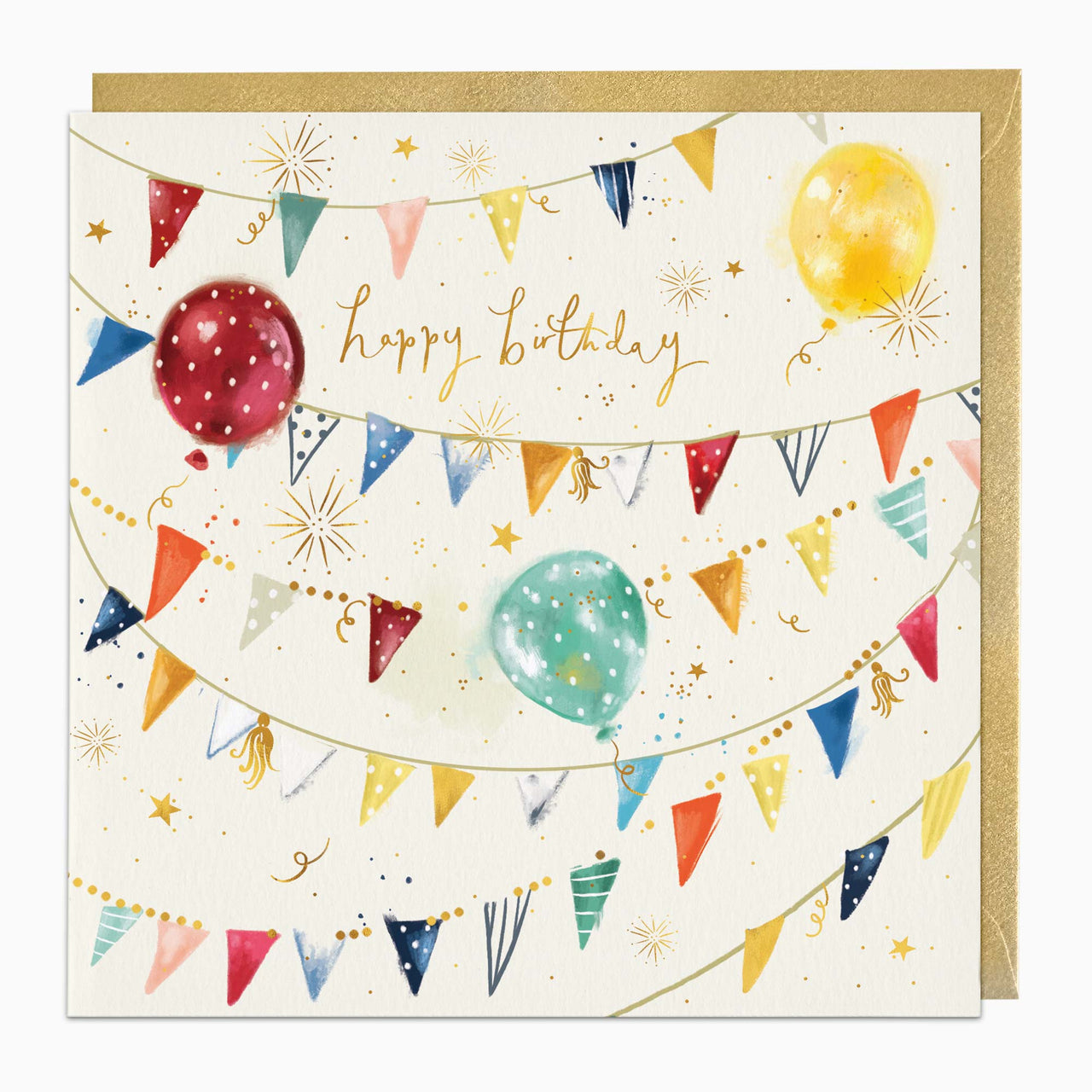 Greeting Card-H086 - Balloons & Bunting Birthday Card-Whistlefish