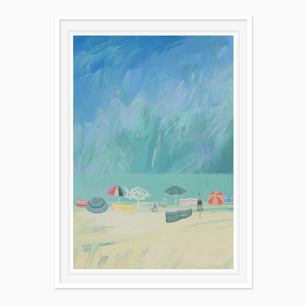Beach Brollies Large Framed Print - Whistlefish