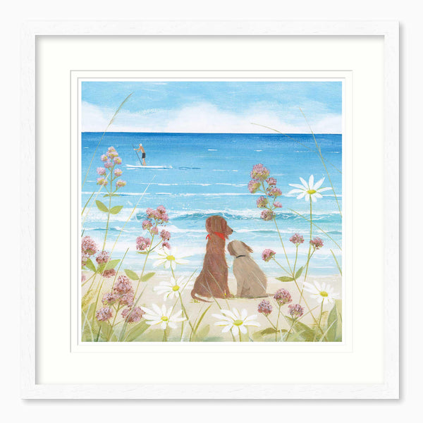 Framed Print-HC302F - Beach Dogs Medium Framed Print-Hannah Cole