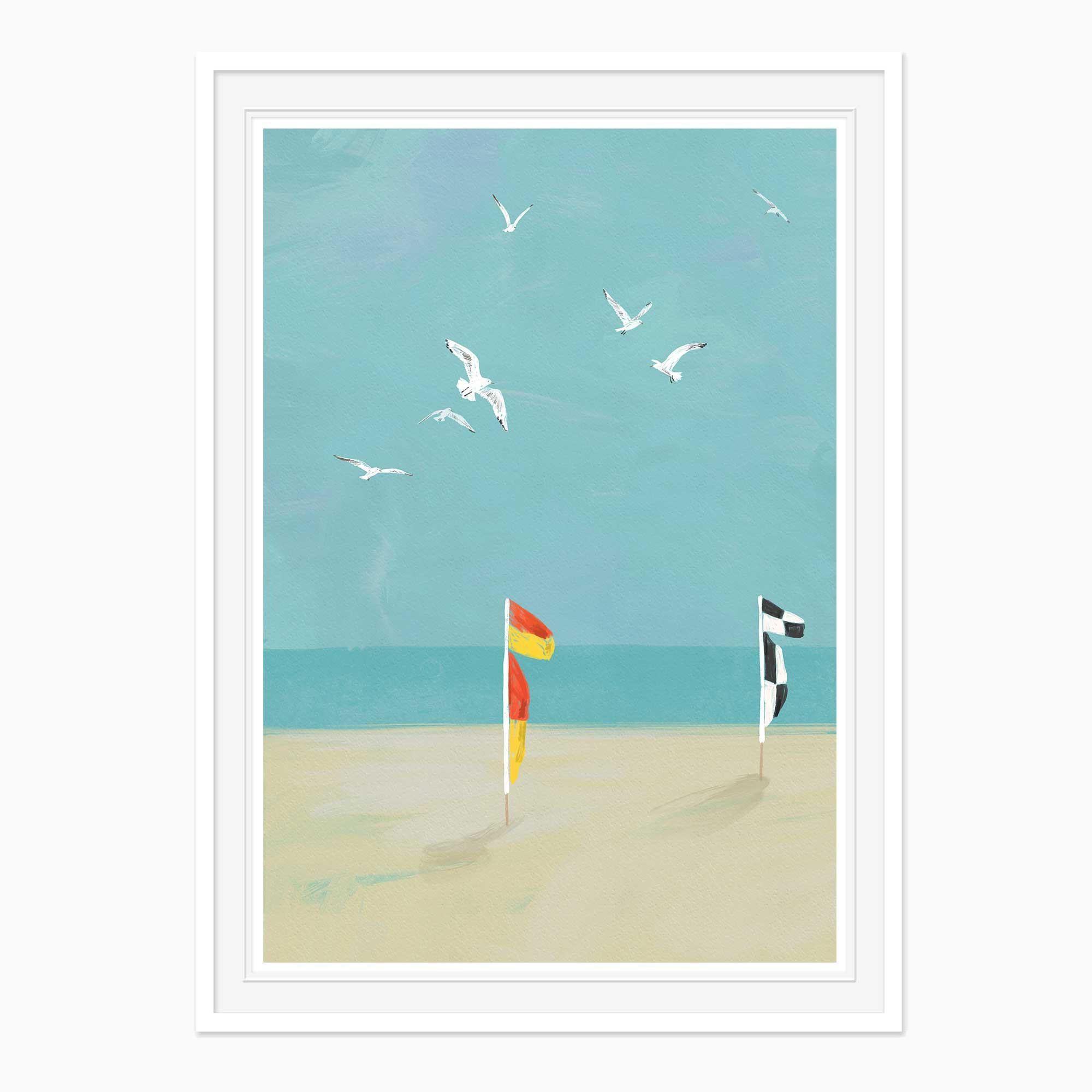 Framed Print-WF1247F - Beach Flags Small Framed Print-Whistlefish