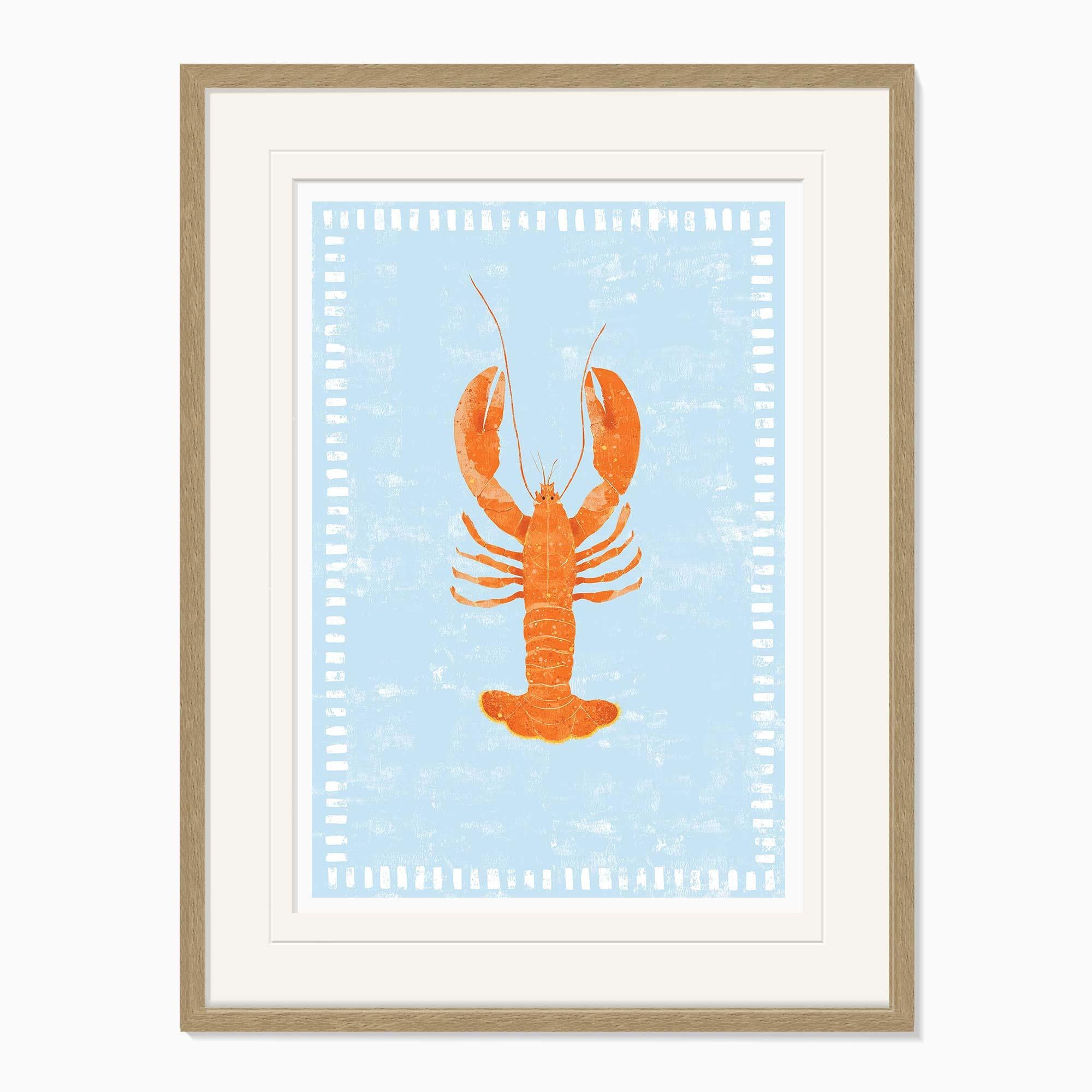 Framed Print-WF1267F - Beach House Lobster Small Framed Print-Whistlefish