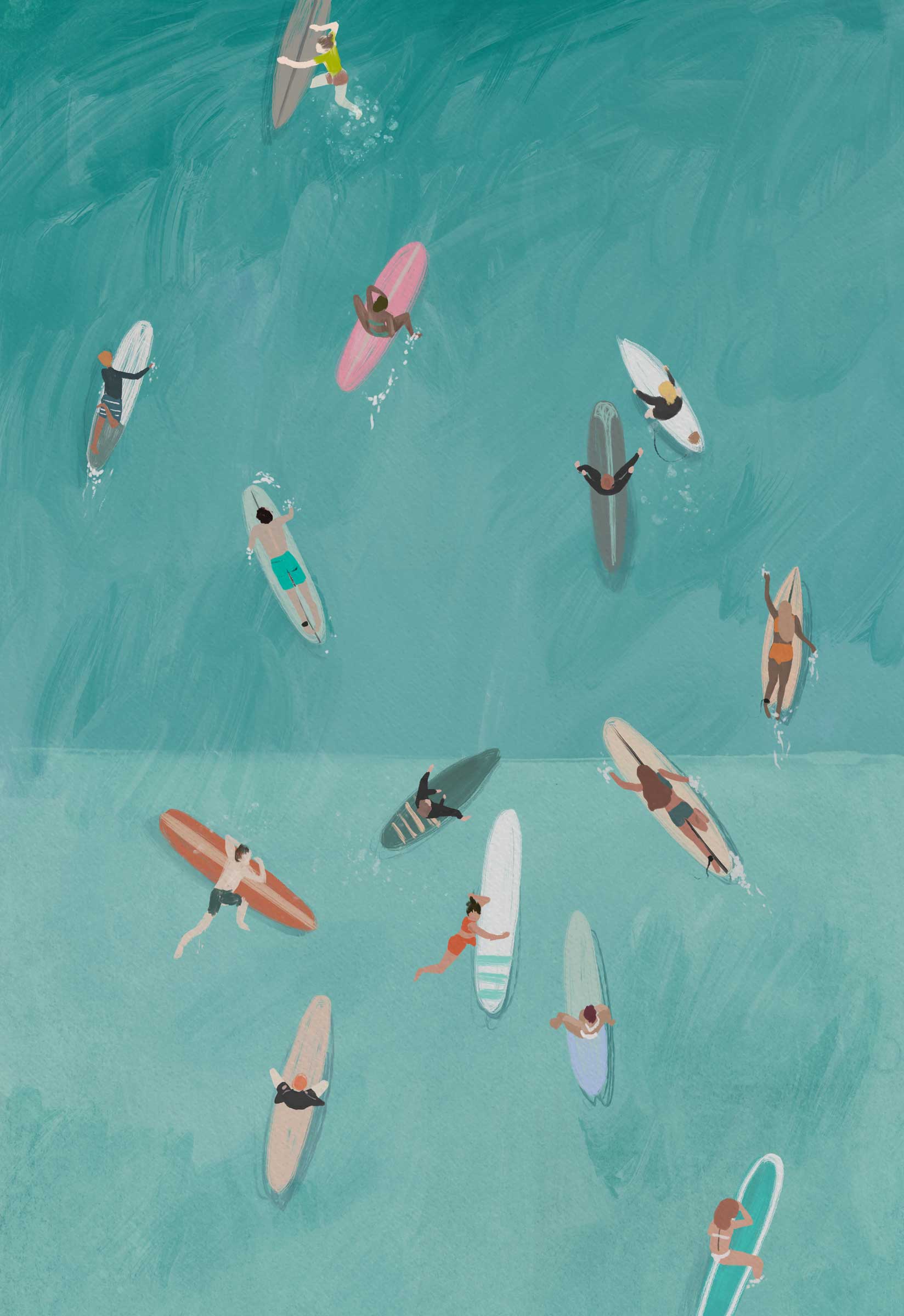 Beach Surfers Large Art Print - Whistlefish