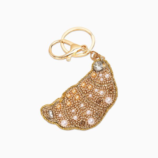 Keyring-83621 - Beaded Croissant Keyring Bag Charm-Lisa Angel
