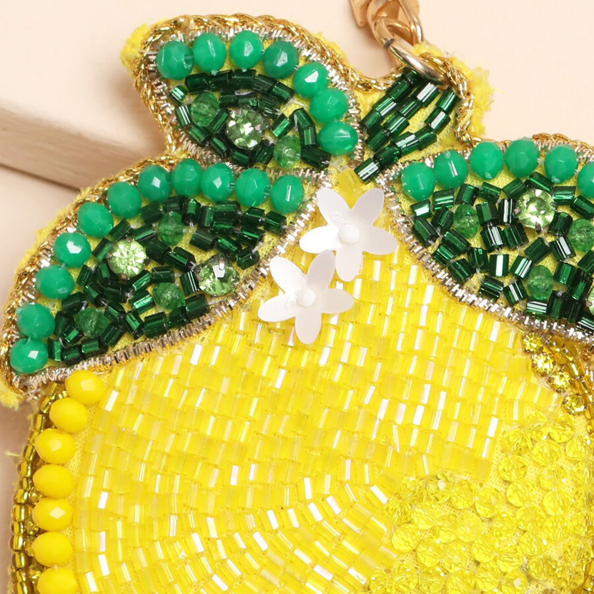 Keyring-83618 - Beaded Lemon Keyring Bag Charm-Lisa Angel