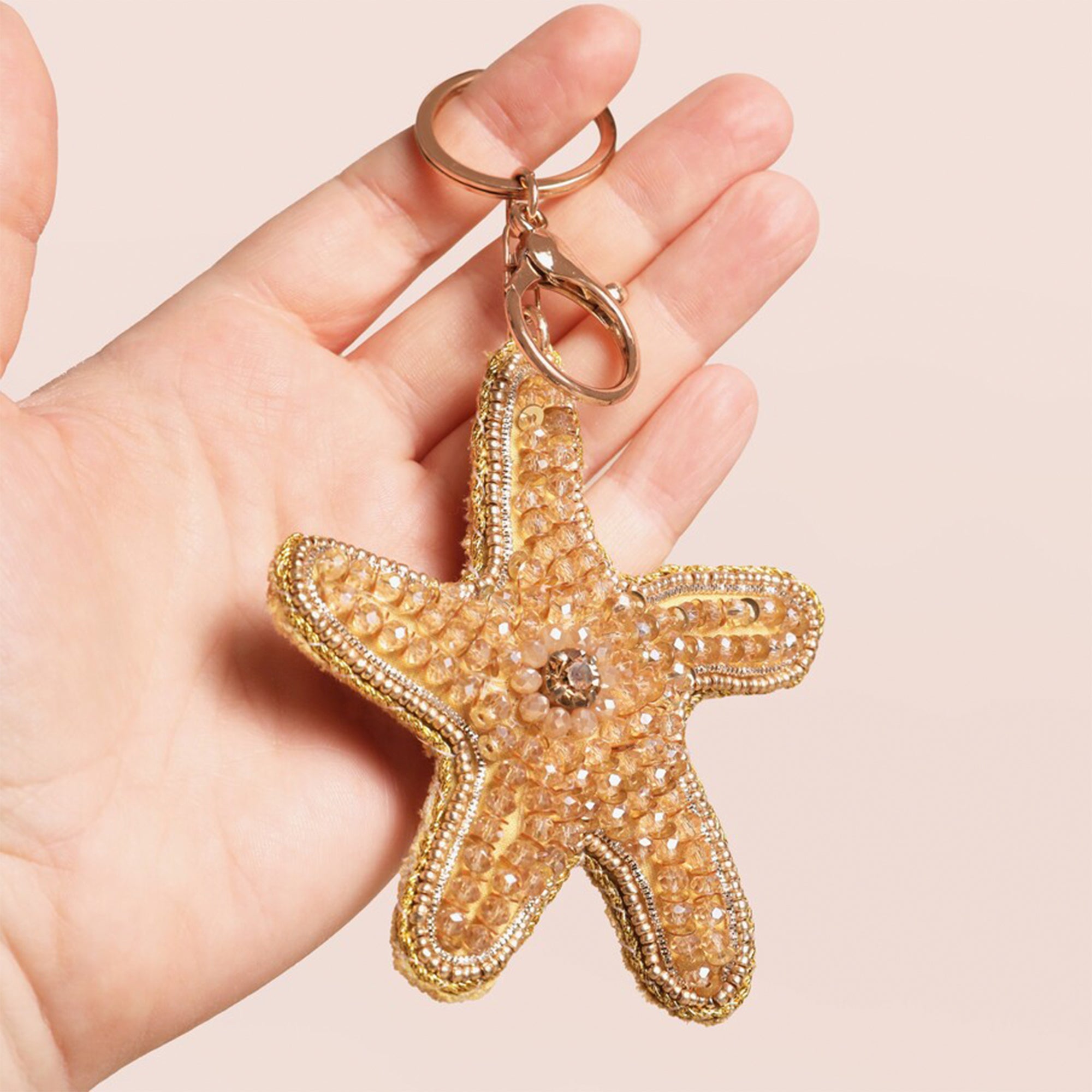 Keyring-78339 - Beaded Starfish Keyring Bag Charm-Lisa Angel