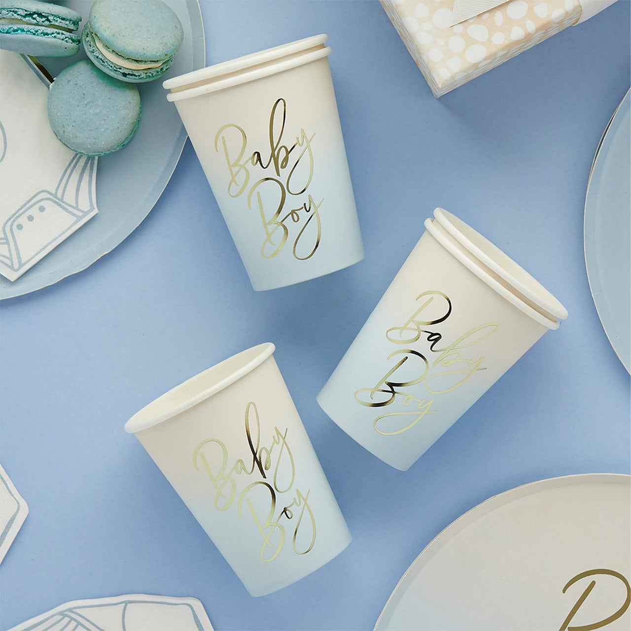 Paper Cups-HBBS217 - Blue Baby Boy Paper Cups-Hootyballoo