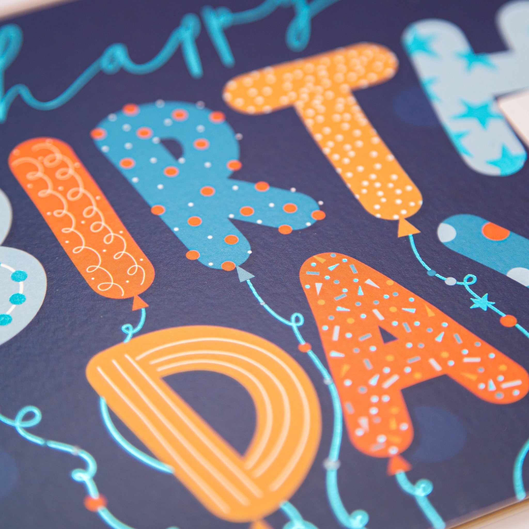 Greeting Card - E784 - Blue Balloons Happy Birthday Card - Balloon Bash Birthday Card - Whistlefish