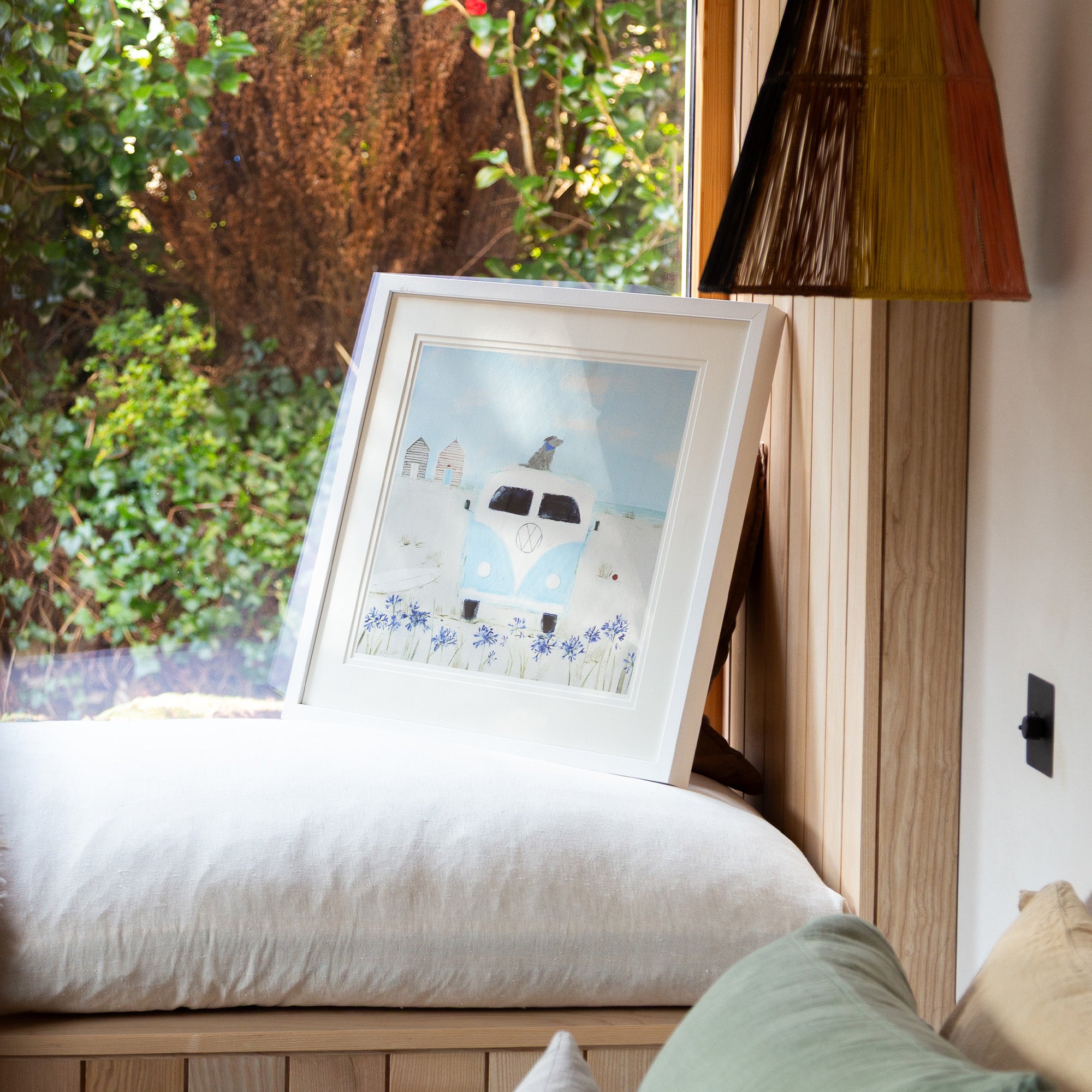 Framed Print-HC322F - Blue Camper Framed Print-Hannah Cole
