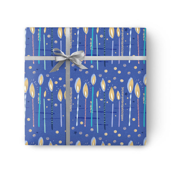 Blue Candles Wrapping Paper - Whistlefish
