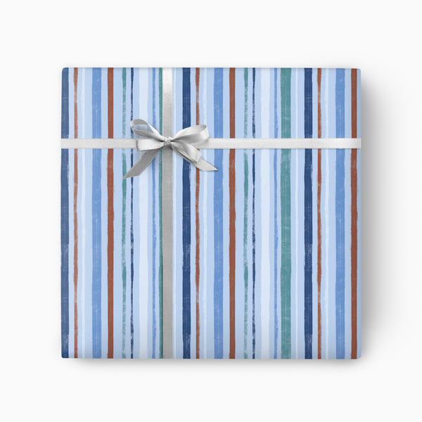 Wrapping Paper-GWP147 - Blue Stripes Wrapping Paper-Whistlefish