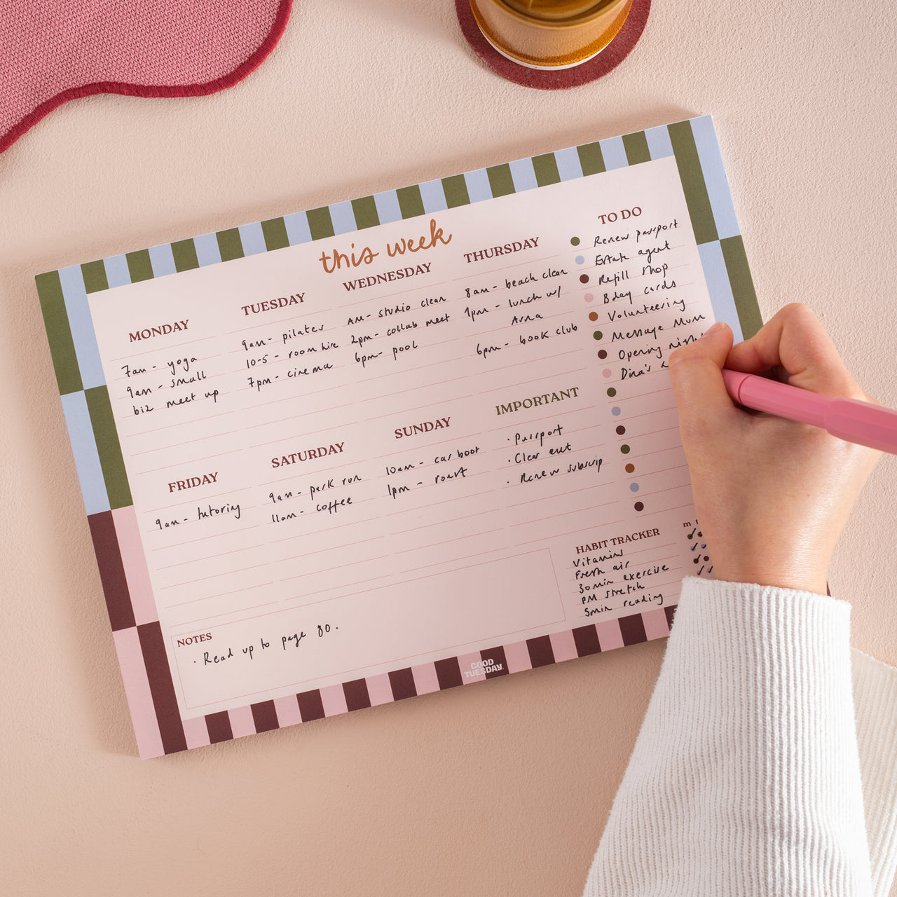Weekly Planner-TUE-PAD-WKL-BHN-A4 - Boho Nouveau Weekly Planner-Whistlefish & Co