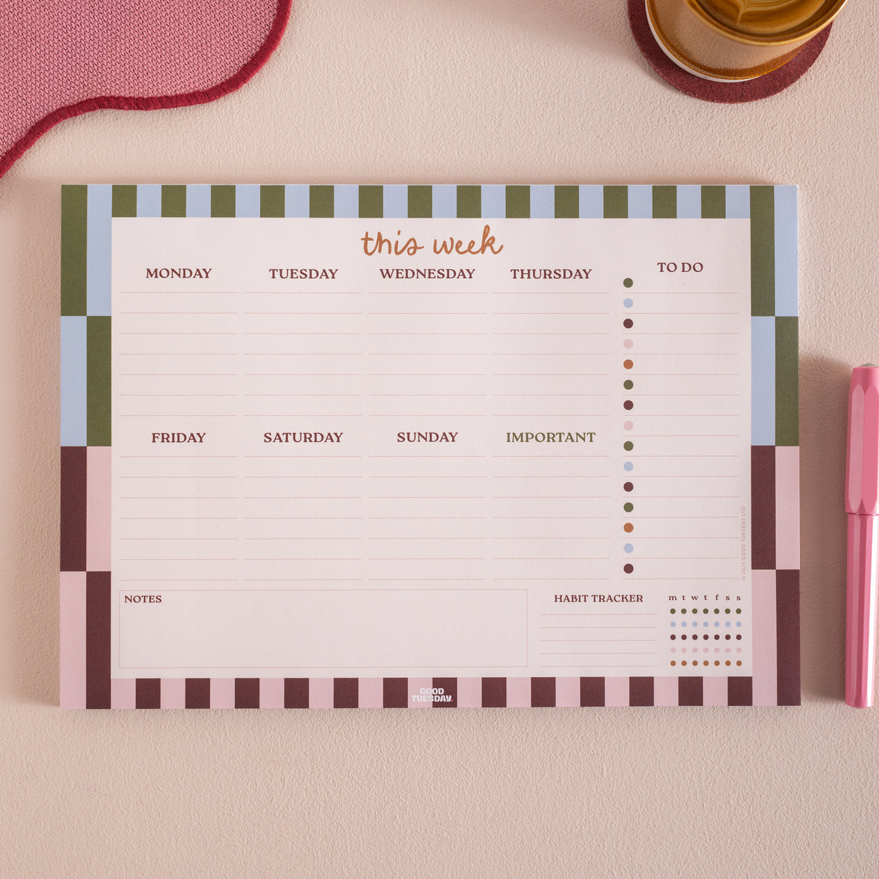 Weekly Planner-TUE-PAD-WKL-BHN-A4 - Boho Nouveau Weekly Planner-Whistlefish & Co