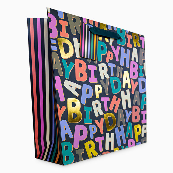 Gift Bag-WGB16LB - Bold Navy Birthday Large Gift Bag-Whistlefish