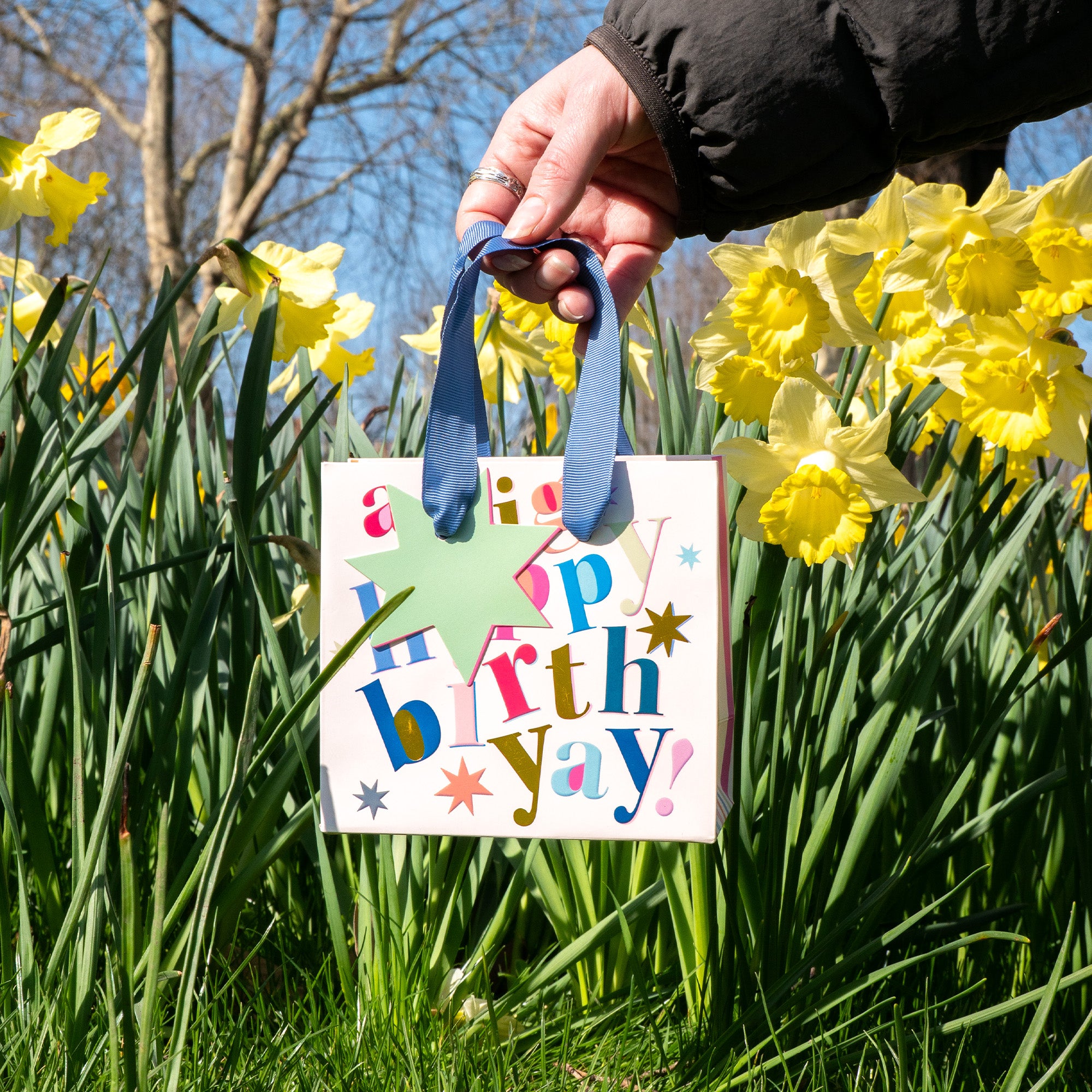 Gift Bag-WGB15SB - Bold White Birthday Small Gift Bag-Whistlefish